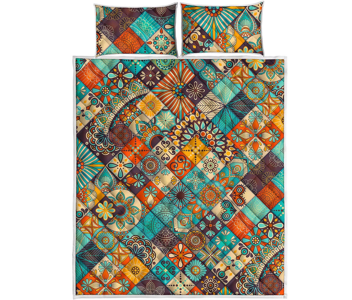 Vintage Mandala Bohemian Pattern Print Quilt Bed Set