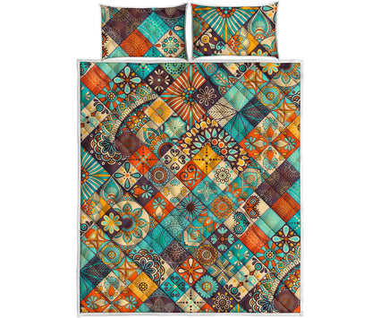 Vintage Mandala Bohemian Pattern Print Quilt Bed Set