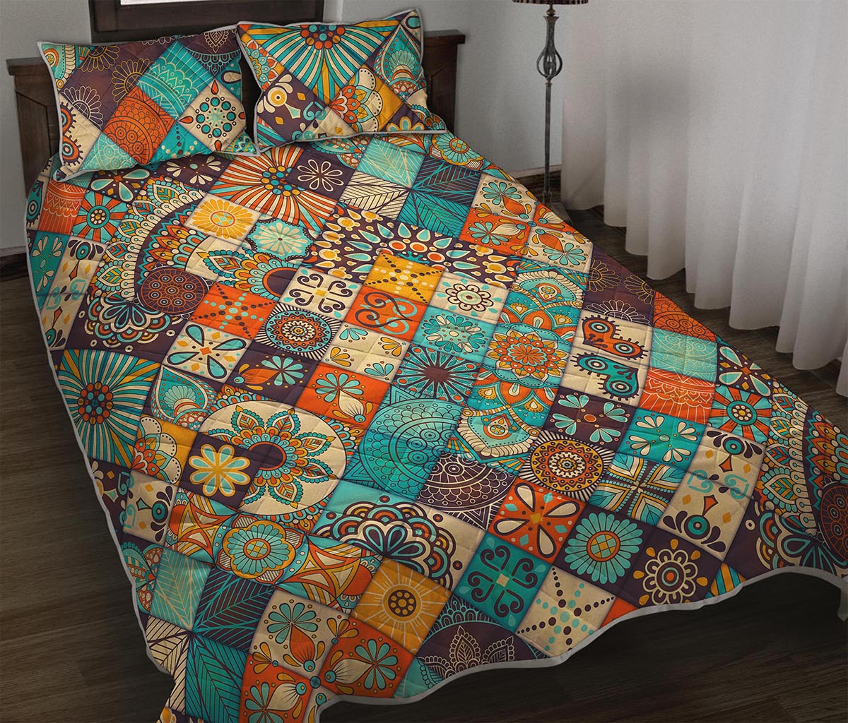 Vintage Mandala Bohemian Pattern Print Quilt Bed Set
