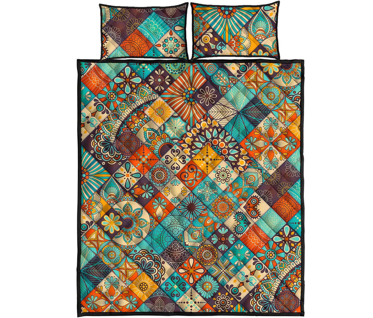 Vintage Mandala Bohemian Pattern Print Quilt Bed Set