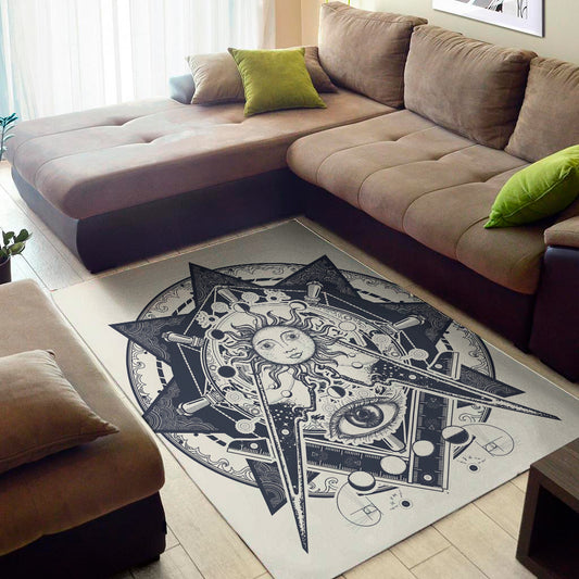 Vintage Masonic Freemasonry Print Area Rug