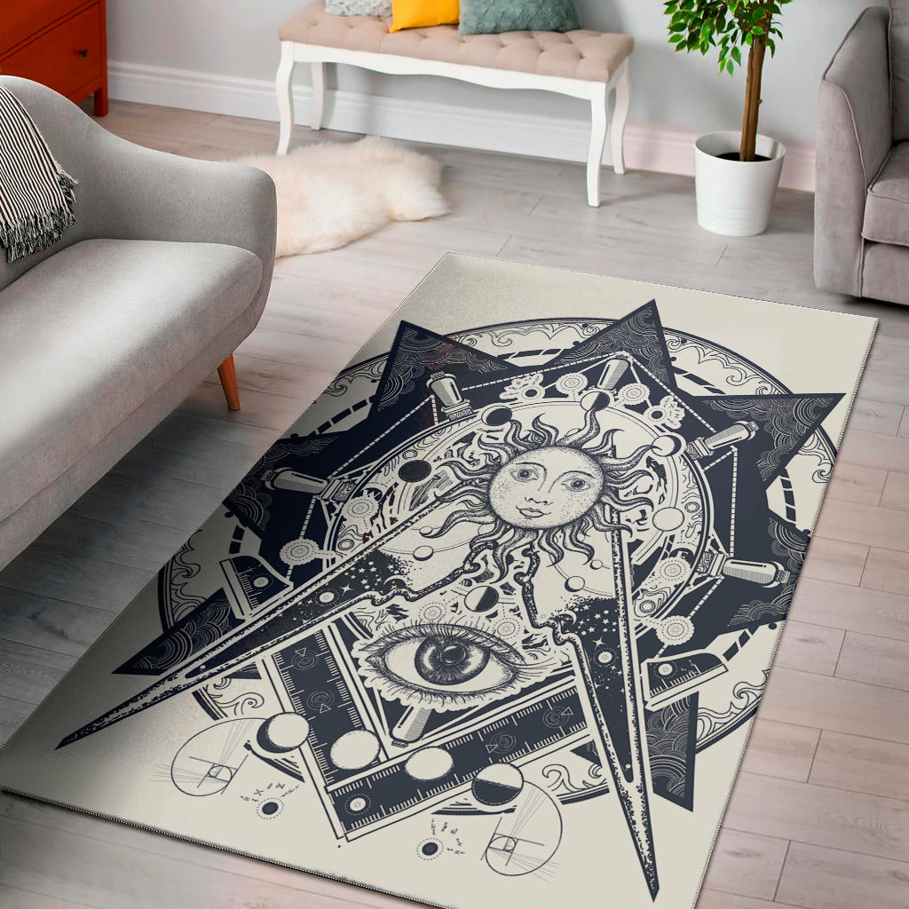 Vintage Masonic Freemasonry Print Area Rug