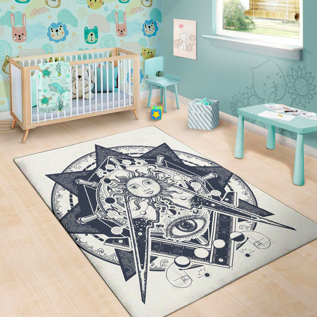 Vintage Masonic Freemasonry Print Area Rug