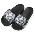 Vintage Masonic Freemasonry Print Black Slide Sandals