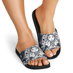 Vintage Masonic Freemasonry Print Black Slide Sandals