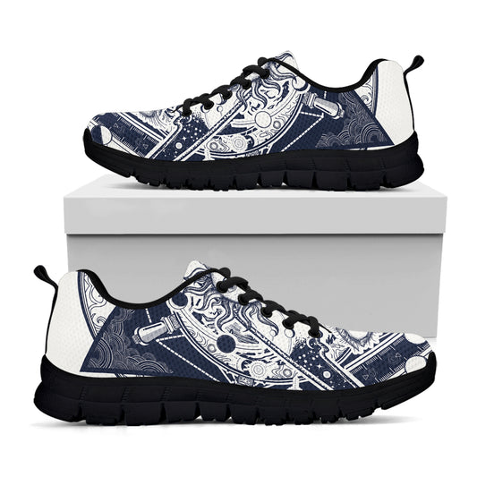 Vintage Masonic Freemasonry Print Black Sneakers