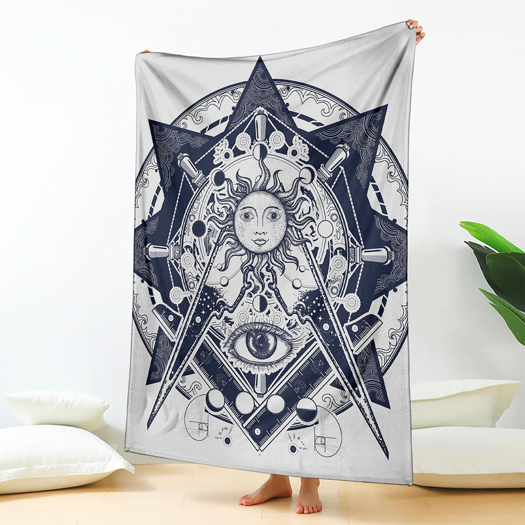 Vintage Masonic Freemasonry Print Blanket