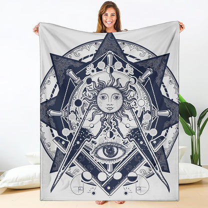 Vintage Masonic Freemasonry Print Blanket