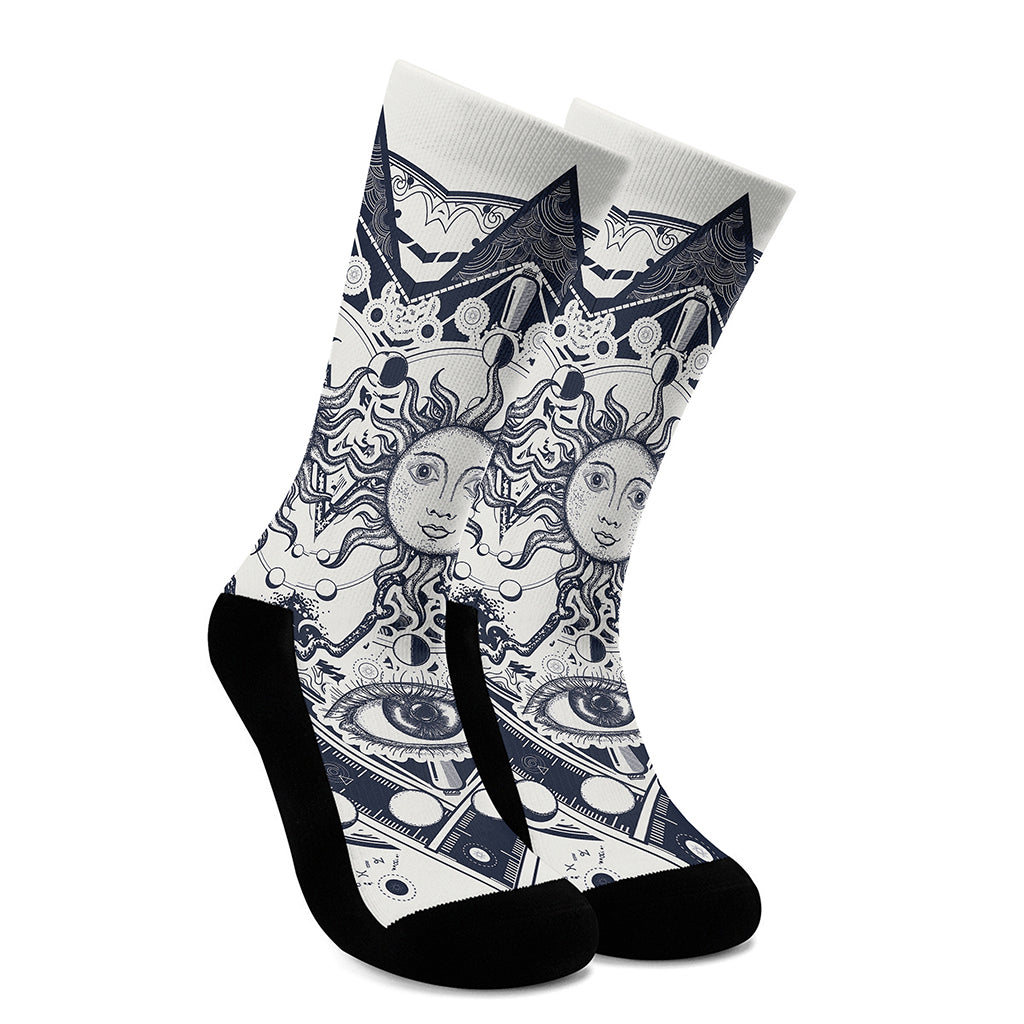 Vintage Masonic Freemasonry Print Crew Socks
