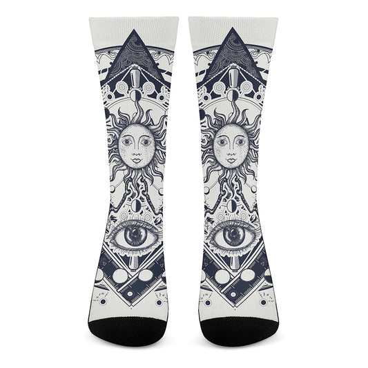 Vintage Masonic Freemasonry Print Crew Socks