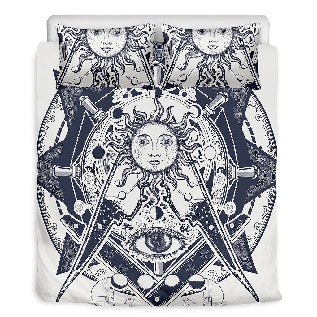 Vintage Masonic Freemasonry Print Duvet Cover Bedding Set
