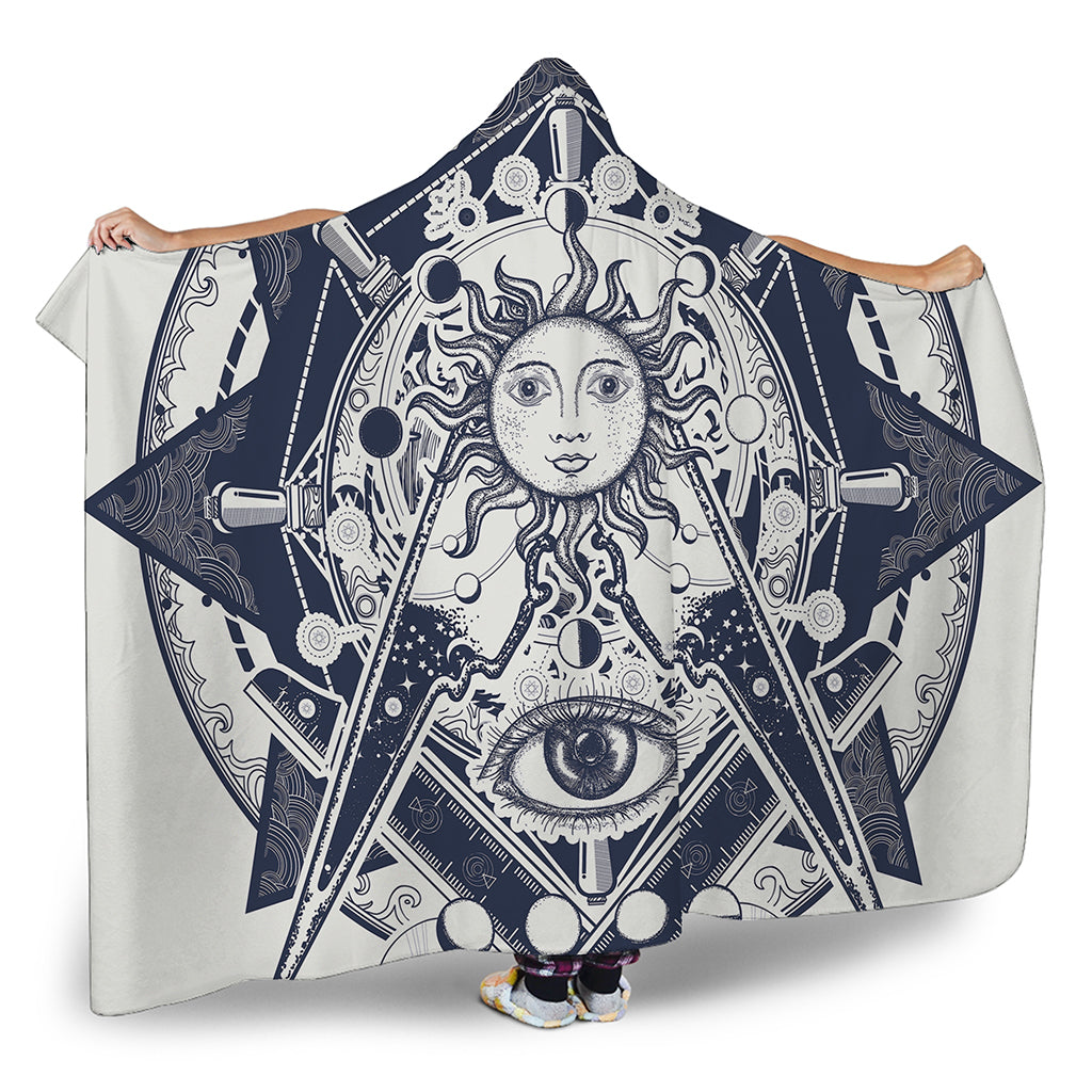 Vintage Masonic Freemasonry Print Hooded Blanket