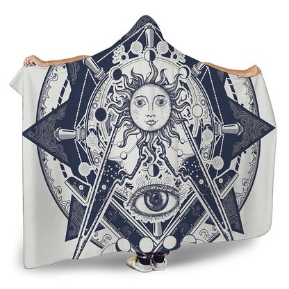 Vintage Masonic Freemasonry Print Hooded Blanket