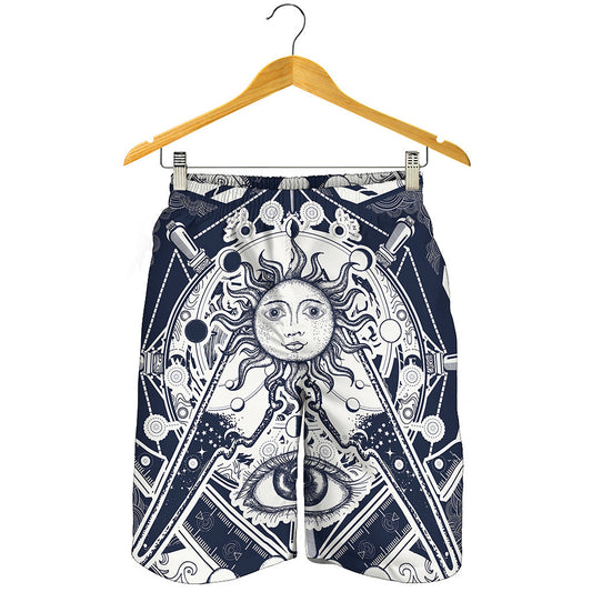 Vintage Masonic Freemasonry Print Men's Shorts