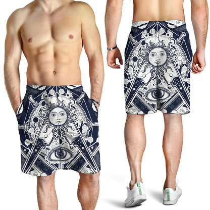Vintage Masonic Freemasonry Print Men's Shorts