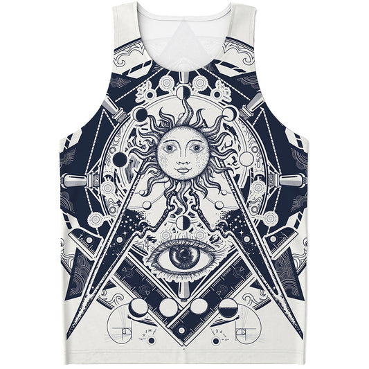 Vintage Masonic Freemasonry Print Men's Tank Top