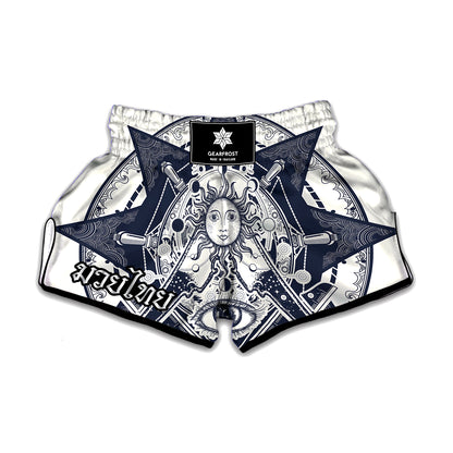 Vintage Masonic Freemasonry Print Muay Thai Boxing Shorts