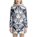 Vintage Masonic Freemasonry Print Pullover Hoodie Dress