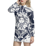 Vintage Masonic Freemasonry Print Pullover Hoodie Dress
