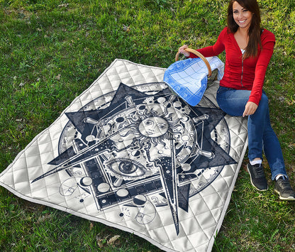 Vintage Masonic Freemasonry Print Quilt