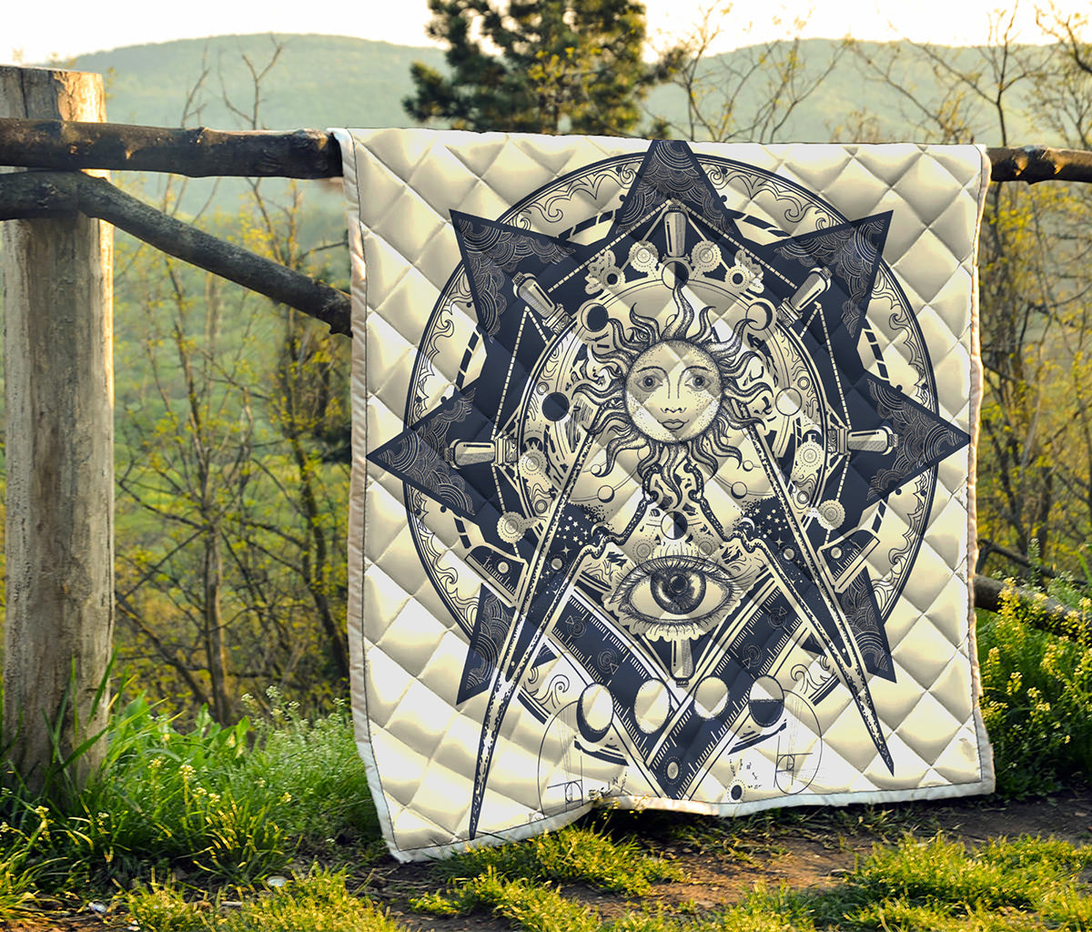 Vintage Masonic Freemasonry Print Quilt