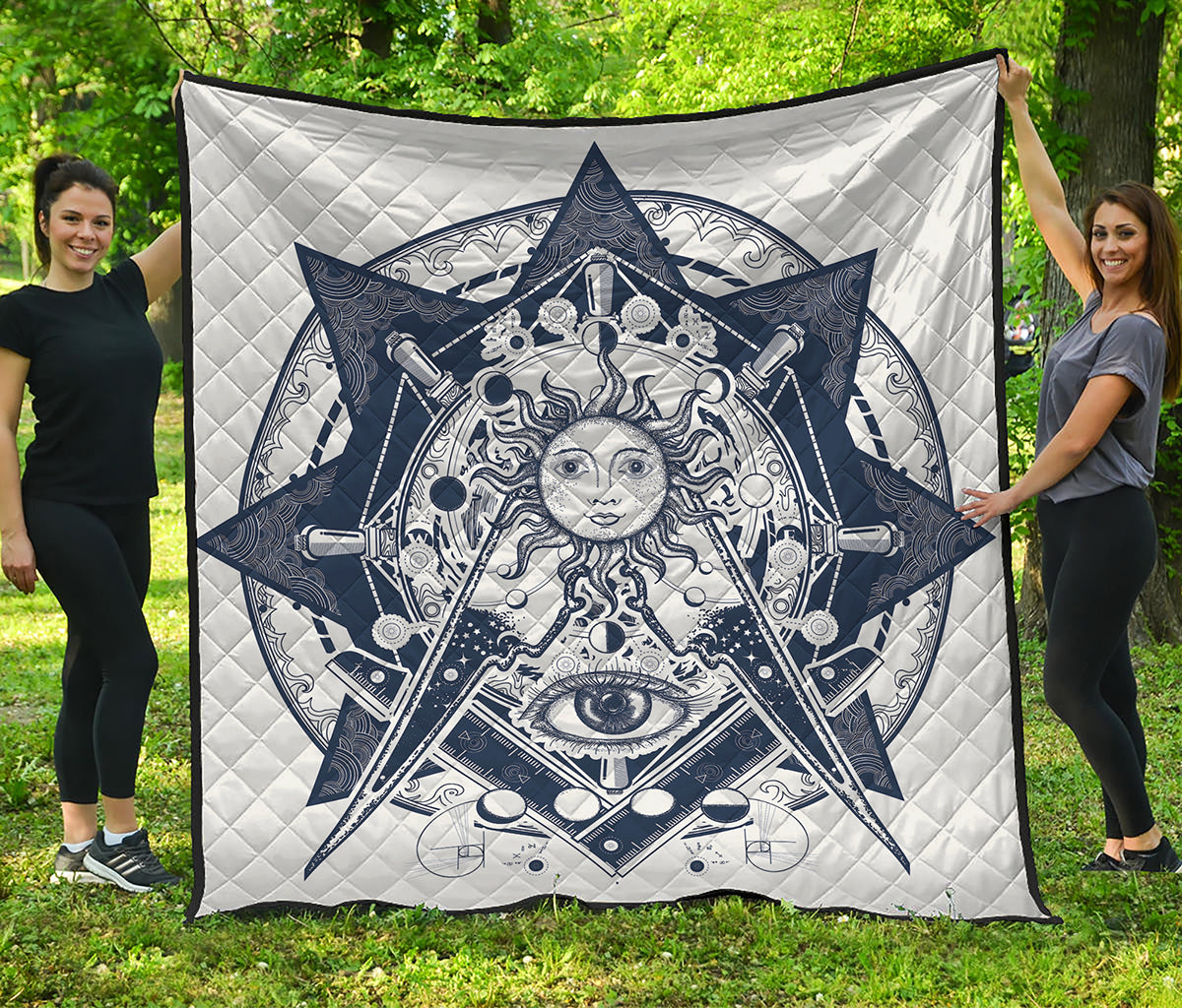 Vintage Masonic Freemasonry Print Quilt