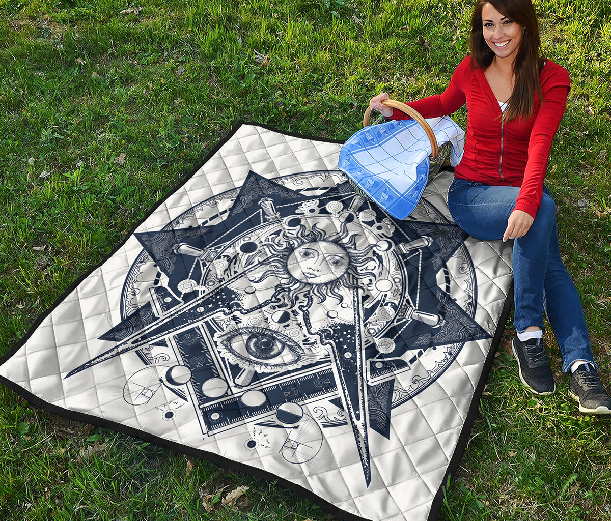 Vintage Masonic Freemasonry Print Quilt