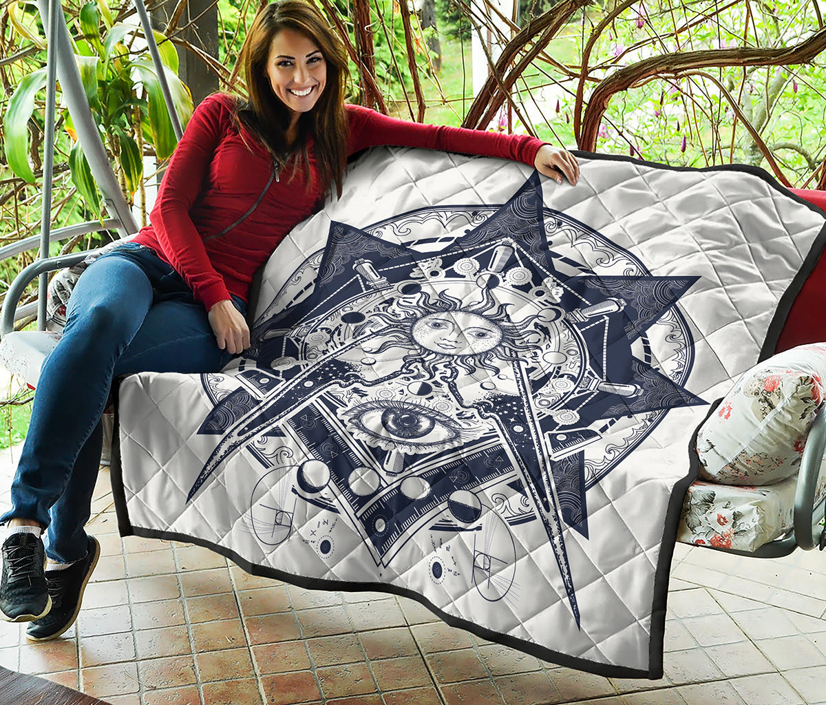 Vintage Masonic Freemasonry Print Quilt