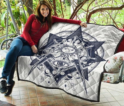 Vintage Masonic Freemasonry Print Quilt
