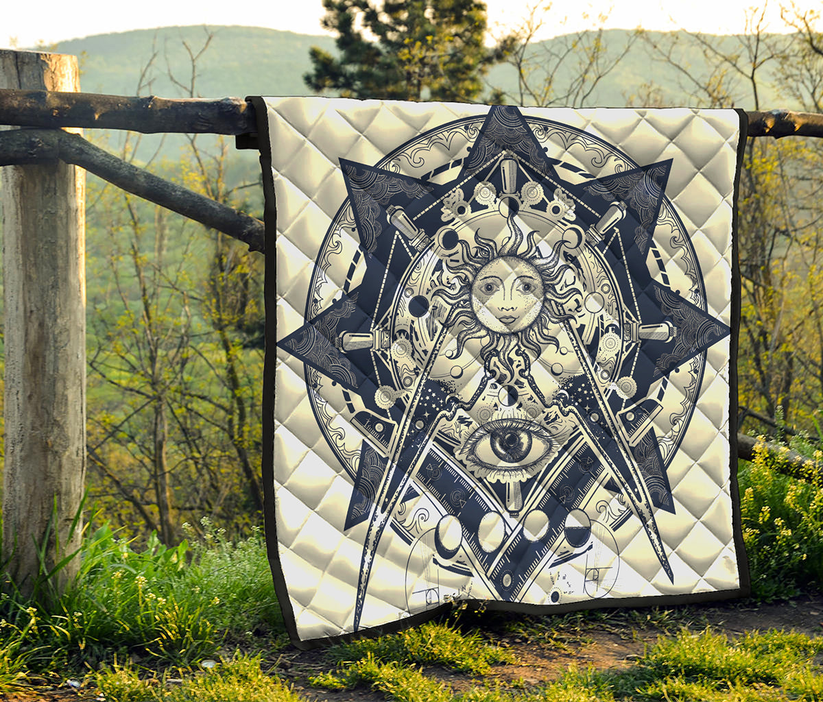 Vintage Masonic Freemasonry Print Quilt