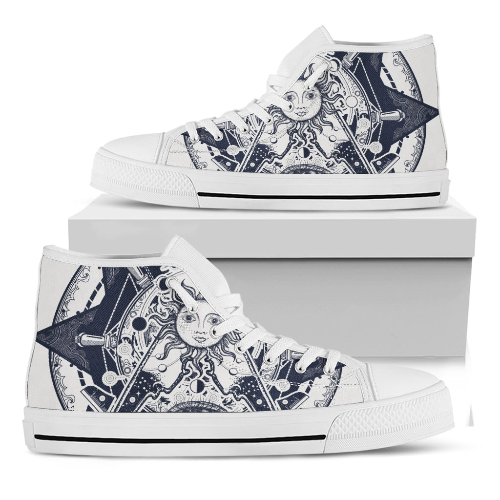Vintage Masonic Freemasonry Print White High Top Shoes