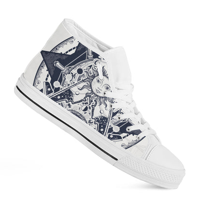Vintage Masonic Freemasonry Print White High Top Shoes