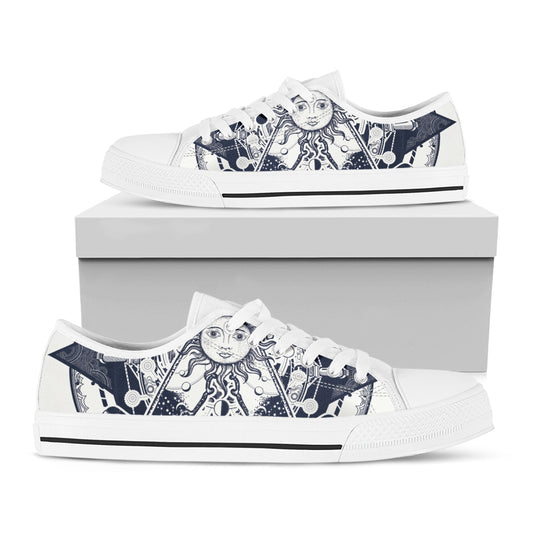Vintage Masonic Freemasonry Print White Low Top Shoes