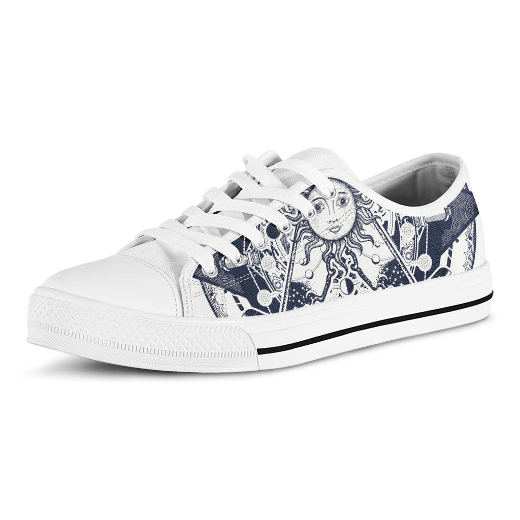 Vintage Masonic Freemasonry Print White Low Top Shoes