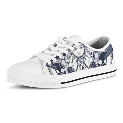Vintage Masonic Freemasonry Print White Low Top Shoes