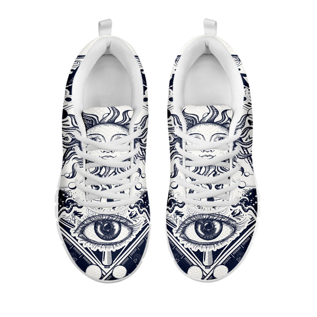 Vintage Masonic Freemasonry Print White Sneakers