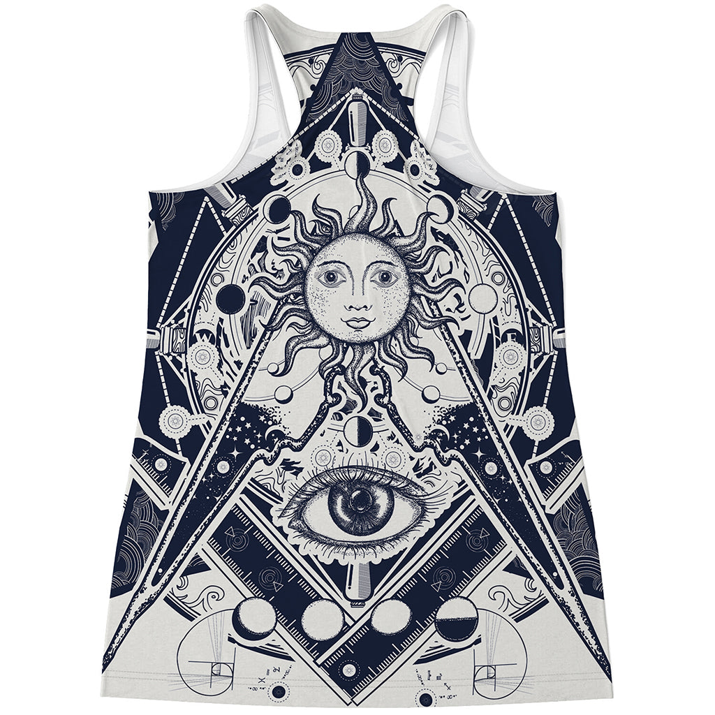 Vintage Masonic Freemasonry Print Women's Racerback Tank Top