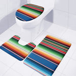 Vintage Mexican Blanket Pattern Print 3 Piece Bath Mat Set