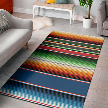 Vintage Mexican Blanket Pattern Print Area Rug