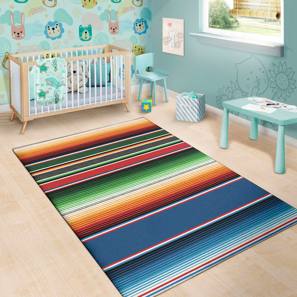 Vintage Mexican Blanket Pattern Print Area Rug