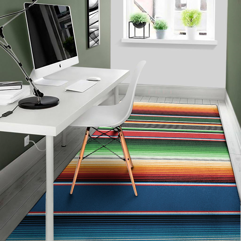 Vintage Mexican Blanket Pattern Print Area Rug