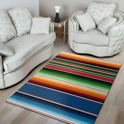 Vintage Mexican Blanket Pattern Print Area Rug