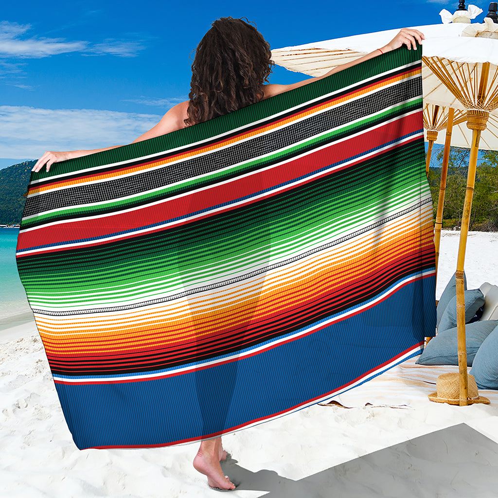 Vintage Mexican Blanket Pattern Print Beach Sarong Wrap