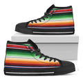 Vintage Mexican Blanket Pattern Print Black High Top Sneakers