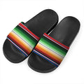 Vintage Mexican Blanket Pattern Print Black Slide Sandals