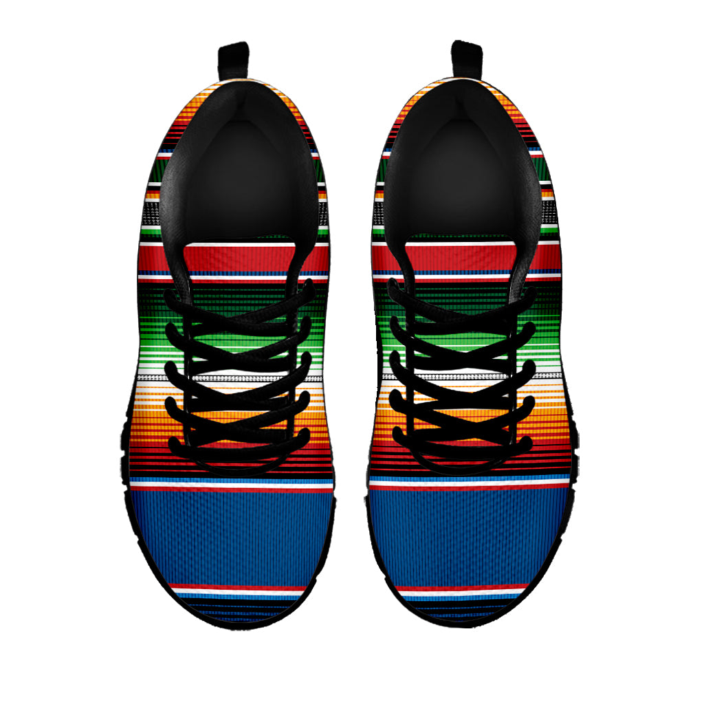 Vintage Mexican Blanket Pattern Print Black Sneakers