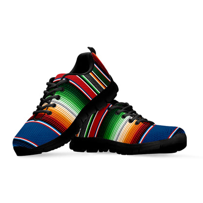 Vintage Mexican Blanket Pattern Print Black Sneakers