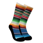 Vintage Mexican Blanket Pattern Print Crew Socks