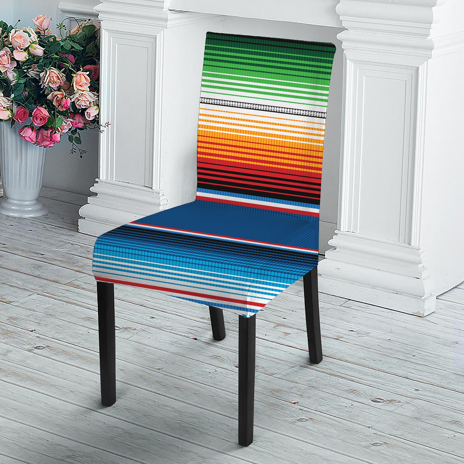 Vintage Mexican Blanket Pattern Print Dining Chair Slipcover