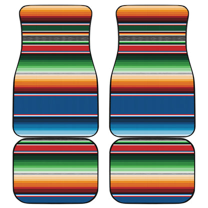 Vintage Mexican Blanket Pattern Print Front and Back Car Floor Mats